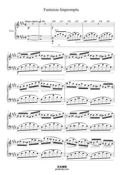 “Fantaisie-Impromptu in C♯ Minor, Op. 66”钢琴谱-Frédéric François Chopin
(1810 - 1849)-免费下载-天天钢琴