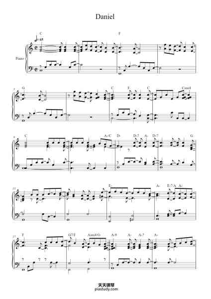 “Daniel”钢琴谱-Elton John-免费下载-天天钢琴