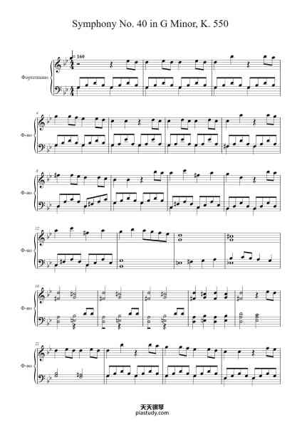 “Symphony No. 40 in G Minor, K. 550”钢琴谱-Моцарт Вольфганг Амадей-免费下载-天天钢琴