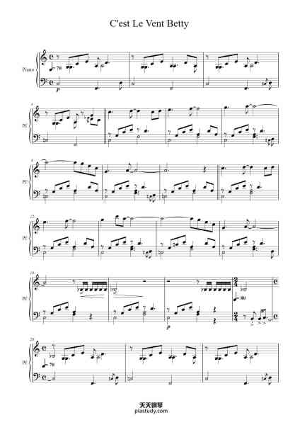 “C'est Le Vent Betty”钢琴谱-Gabriel Yared-免费下载-天天钢琴