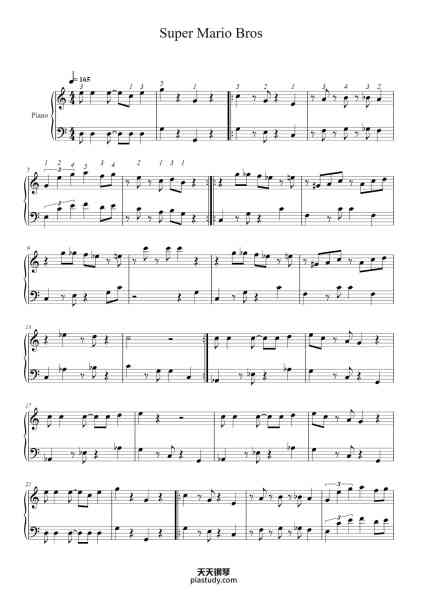 “Super Mario Bros”钢琴谱-Koji Kondo-免费下载-天天钢琴