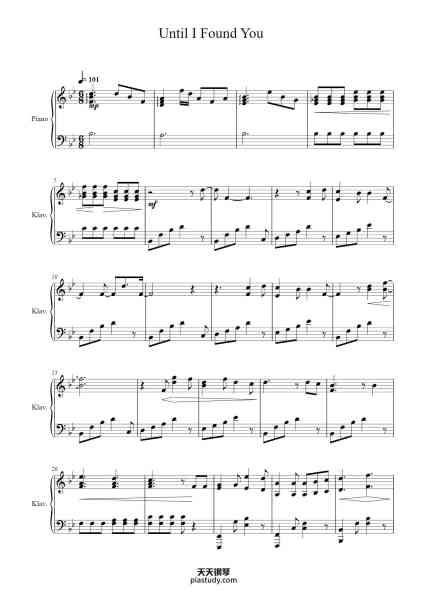 “Until I Found You”钢琴谱-Kaygill Clarcarr-免费下载-天天钢琴
