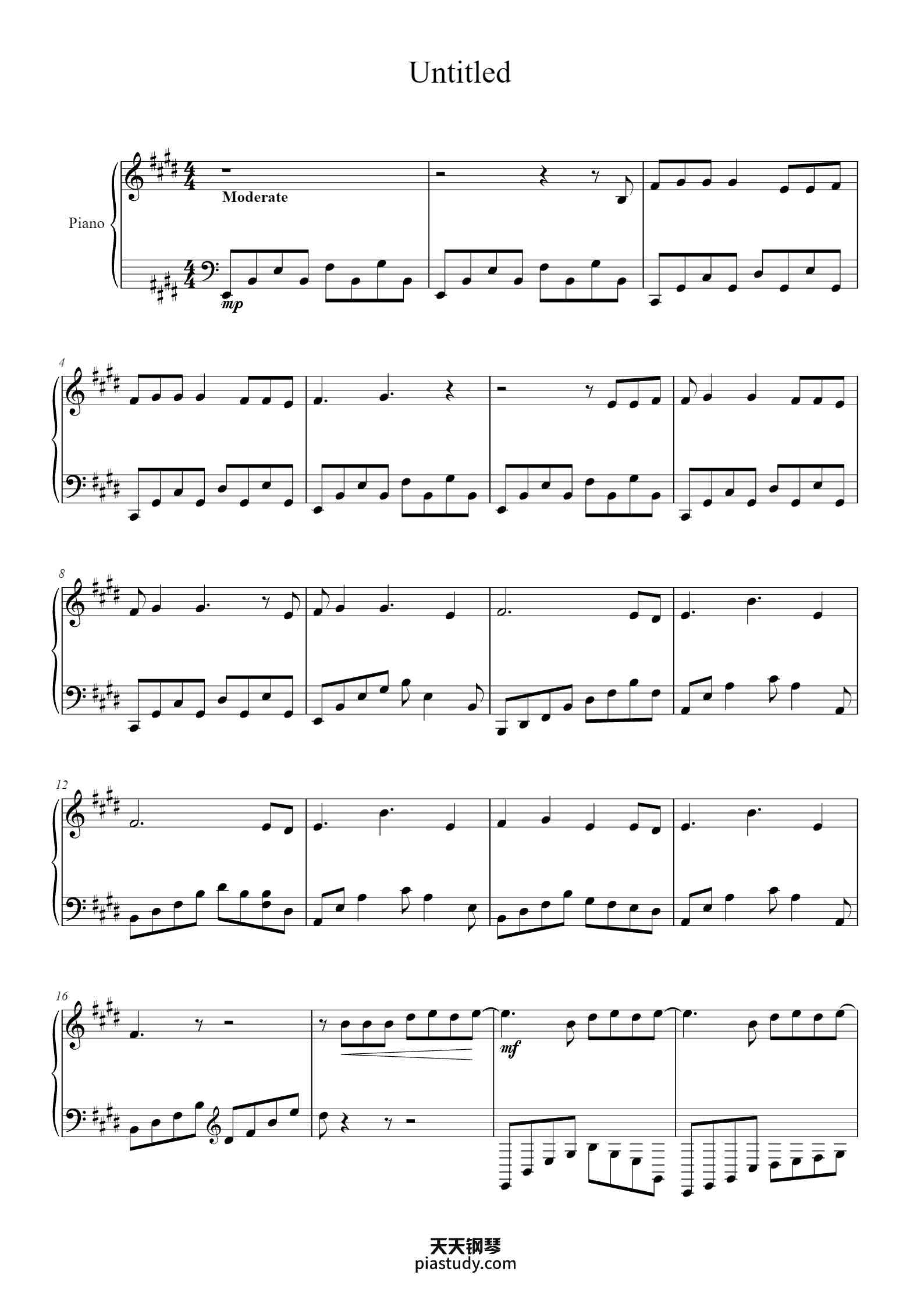 Untitled - Simple Plan (简单计划)钢琴谱 - Simple Plan (简单计划) - free piano ...