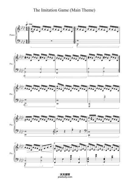 “The Imitation Game (Main Theme)”钢琴谱-Alexander Desplat-免费下载-天天钢琴