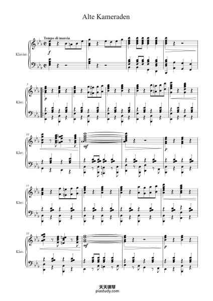 “Alte Kameraden”钢琴谱-Carl Teike-免费下载-天天钢琴