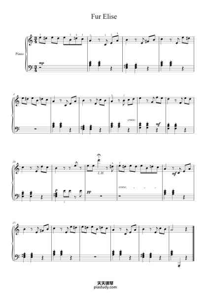 “Für Elise, WoO 59”钢琴谱-Ludwig van Beethoven-免费下载-天天钢琴