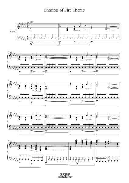 “Chariots of Fire Theme”钢琴谱-Vangelis-免费下载-天天钢琴