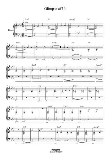 “Glimpse of Us”钢琴谱-By Joji
Arr: Jason Liu
-免费下载-天天钢琴