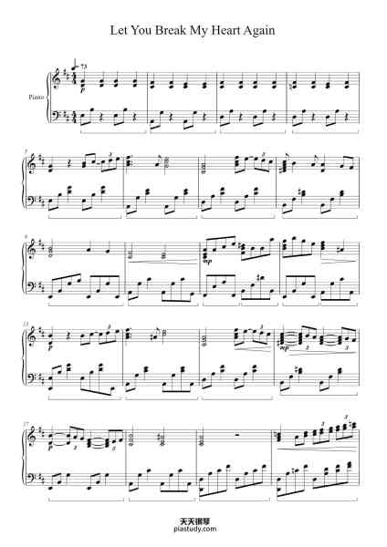 “Let You Break My Heart Again”钢琴谱-Arranged by Tuan-Anh Trung Le-免费下载-天天钢琴