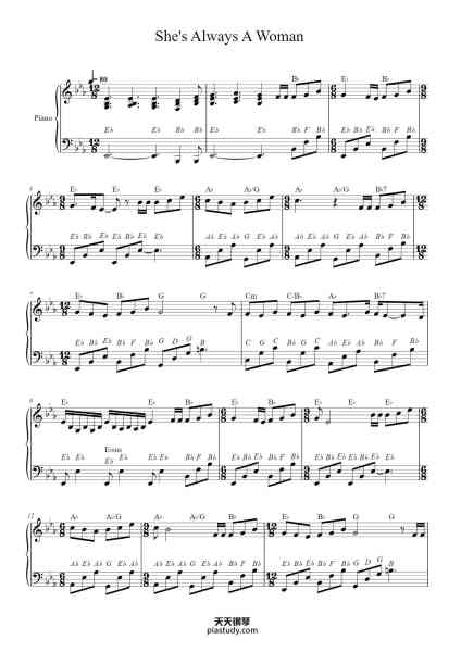 “She's Always A Woman”钢琴谱-Billy Joel-免费下载-天天钢琴