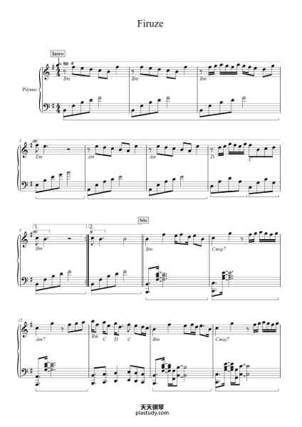 “Firuze”钢琴谱-Atilla Özdemiroğlu-免费下载-天天钢琴