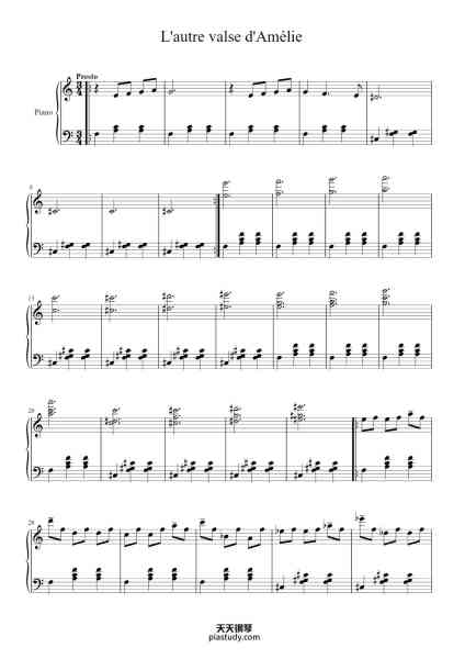 “L'autre valse d'Amélie”钢琴谱-Woolfleen Juskirk-免费下载-天天钢琴