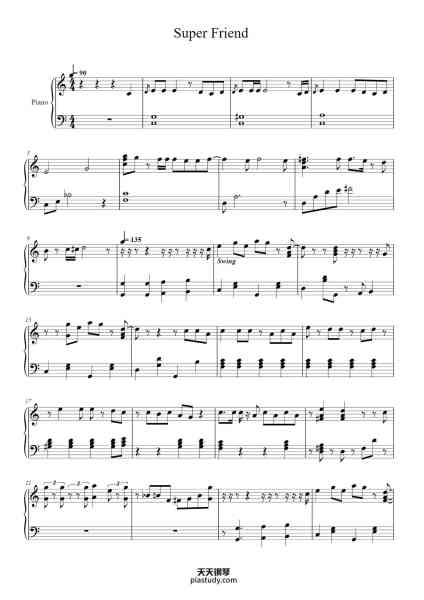 “Super Friend”钢琴谱-Arranged by: Samuel Fu-免费下载-天天钢琴