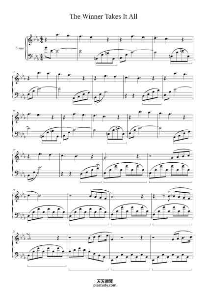 “The Winner Takes It All”钢琴谱-Arr. by Alexandra P.Stefan-免费下载-天天钢琴