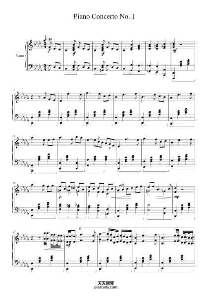 “Piano Concerto No. 1 in B-flat Minor, Op. 23”钢琴谱-P. Tchaikovsky-免费下载-天天钢琴