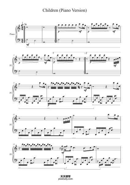 “Children (Piano Version)”钢琴谱-Robert Miles-免费下载-天天钢琴