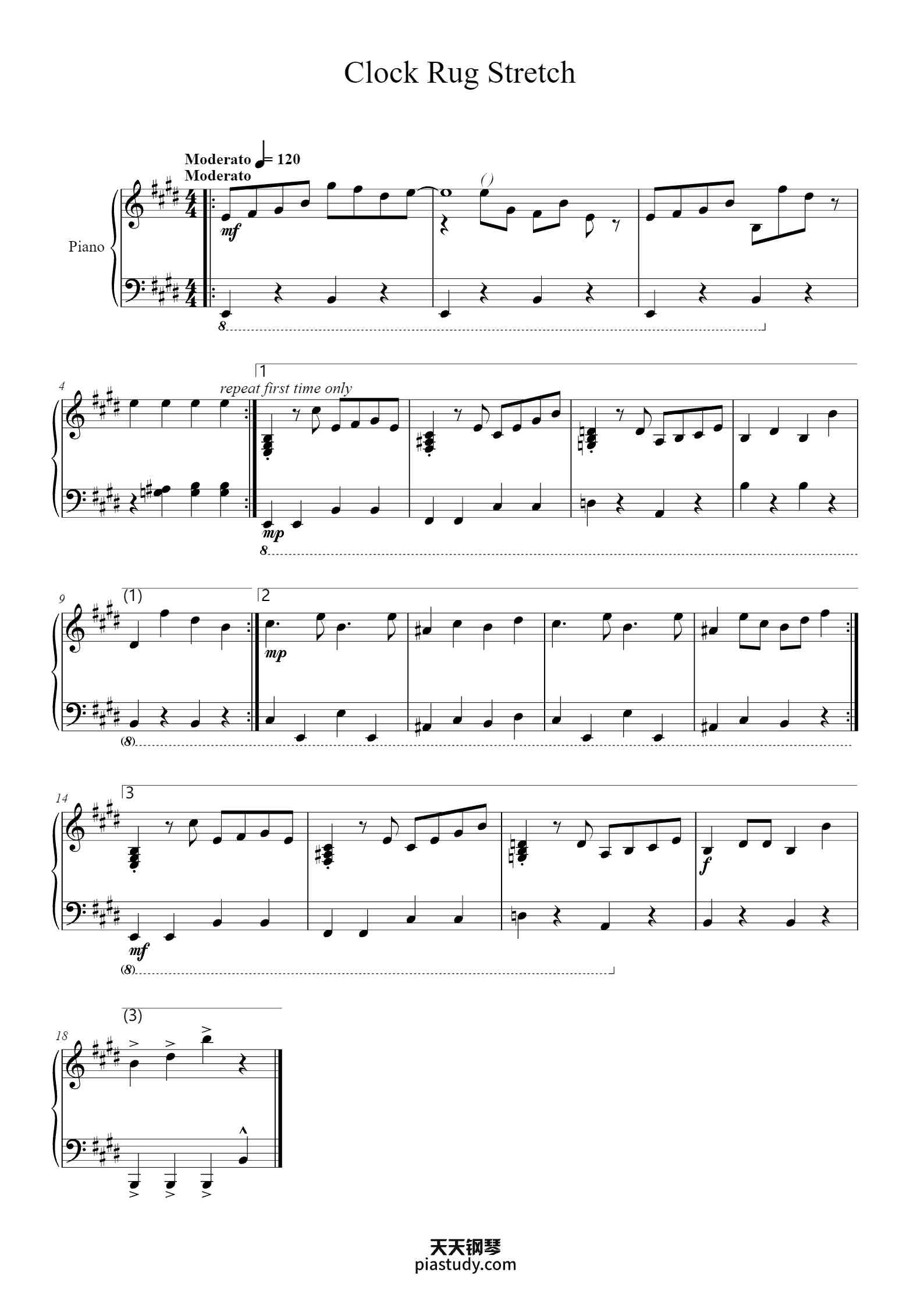 'Clock Rug Stretch' - Piano Sheet Music By xxx | TOPiano