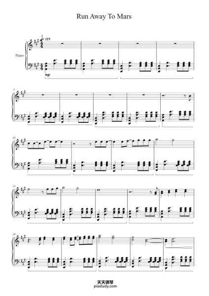 “Run Away To Mars”钢琴谱-Carrlew Juddtave-免费下载-天天钢琴