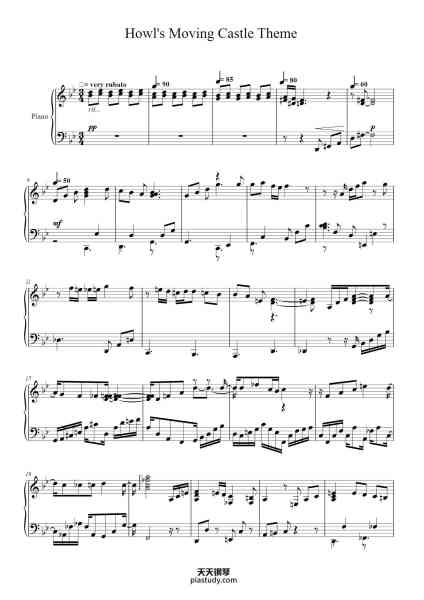 “Howl's Moving Castle Theme”钢琴谱-Gunchi-免费下载-天天钢琴