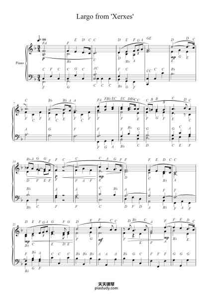 “Largo from 'Xerxes'”钢琴谱-
George Friedrich Handel
Arranged by Clara Tsui
-免费下载-天天钢琴