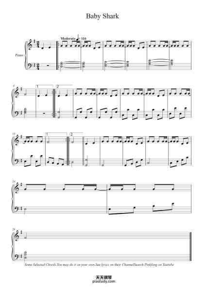 “Baby Shark”钢琴谱-Jerry Bustillo www.jerrybustillo.blogspot.com-免费下载-天天钢琴