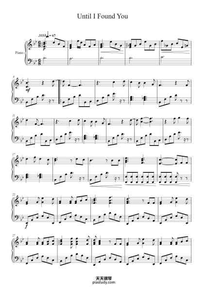 “Until I Found You”钢琴谱-Stephen Sanchez-免费下载-天天钢琴