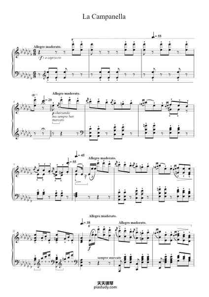 “La Campanella in G-sharp Minor, S. 141/3”钢琴谱-Franz Liszt-免费下载-天天钢琴