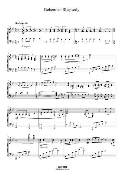 “Bohemian Rhapsody (Classical version)”钢琴谱-Words and Music by
FREDDIE MERCURY
Arranged by Phillip Keveren-免费下载-天天钢琴