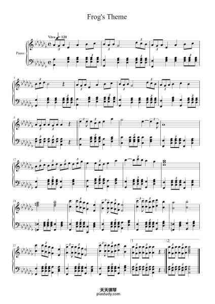 “Frog's Theme”钢琴谱-Compositie by Yasunori Mitsuda
Arrangement by Guan van Zoggel-免费下载-天天钢琴
