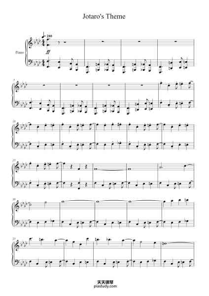 “Jotaro's Theme”钢琴谱-Yugo Kanno-免费下载-天天钢琴