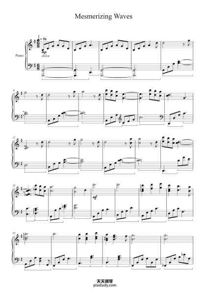 “Mesmerizing Waves”钢琴谱-Original Composer: Yu-Peng Chen
Arranged by LIN-免费下载-天天钢琴