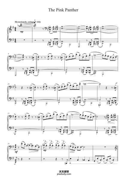 “The Pink Panther”钢琴谱-Music by Henry Mancini-免费下载-天天钢琴