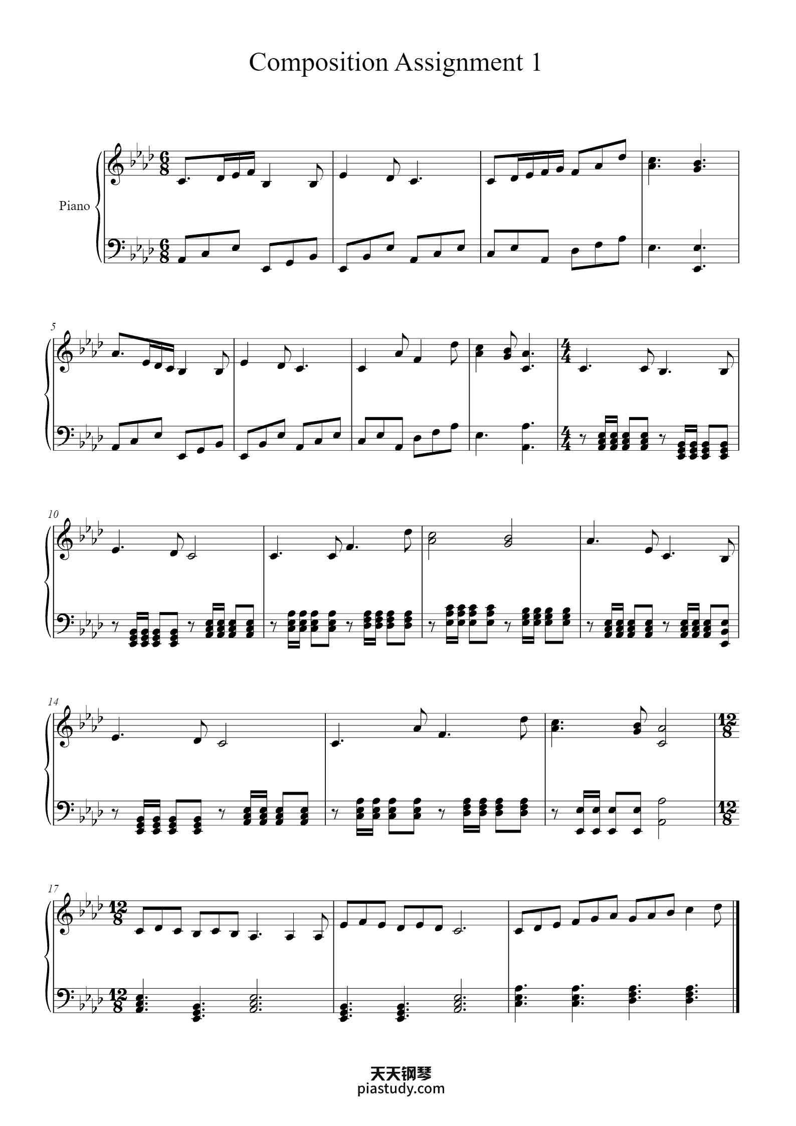 'Composition Assignment 1' - Piano Sheet Music By Allison Maxa | TOPiano