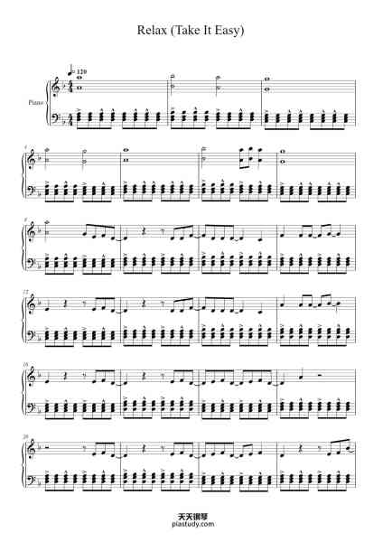 “Relax (Take It Easy)”钢琴谱-Mika (Piano arrangement by Nicola colamorea)-免费下载-天天钢琴