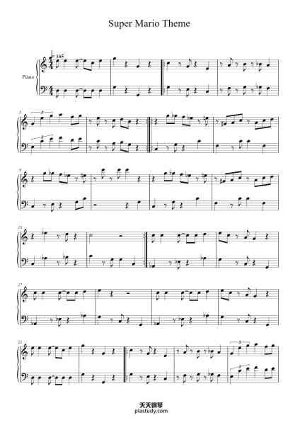 “Super Mario Theme”钢琴谱-Koji Kondo-免费下载-天天钢琴