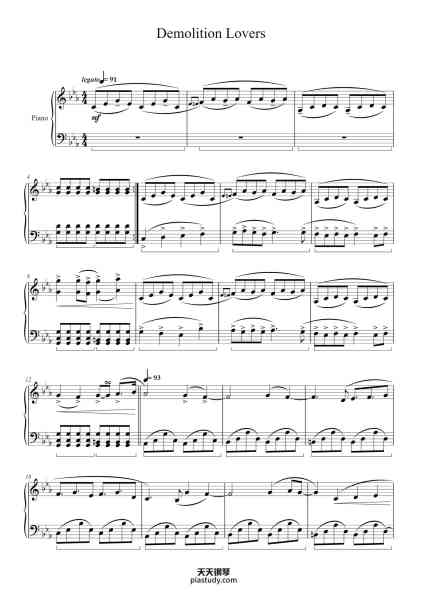 “Demolition Lovers”钢琴谱-My Chemical Romance Arr. eliot moore-免费下载-天天钢琴
