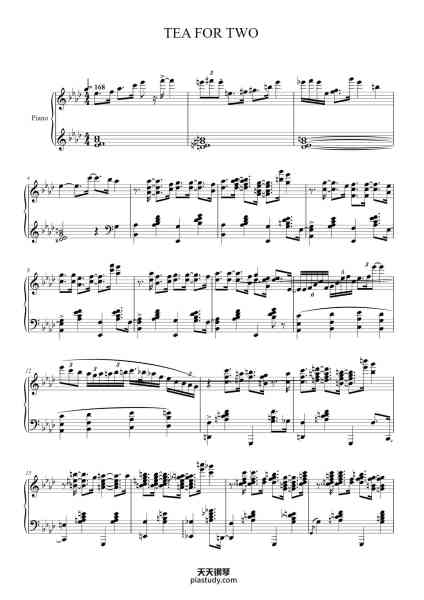 “TEA FOR TWO”钢琴谱-Vincent Youmans-免费下载-天天钢琴