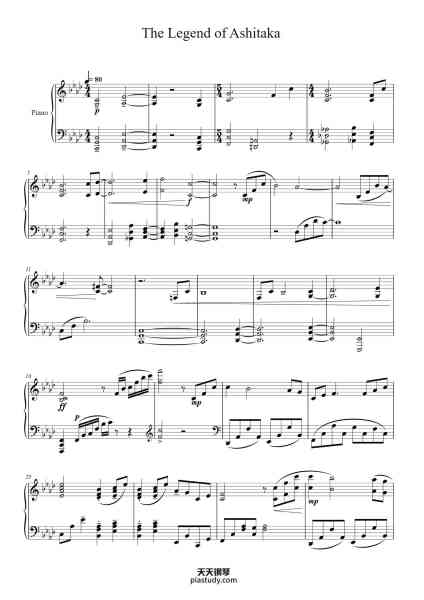 “The Legend of Ashitaka”钢琴谱-Arr. Matthew Deverell-免费下载-天天钢琴