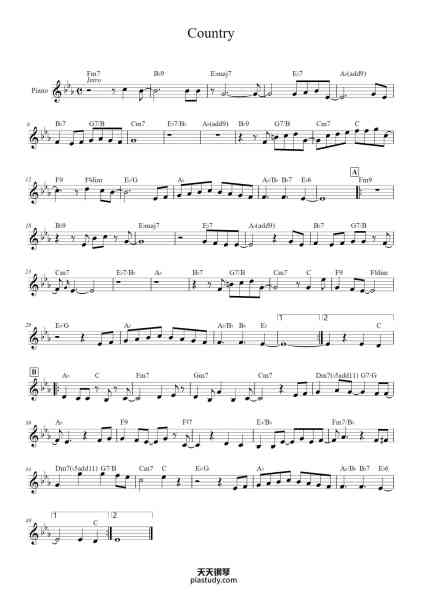 “Country”钢琴谱-komp. Keith Jarret-免费下载-天天钢琴