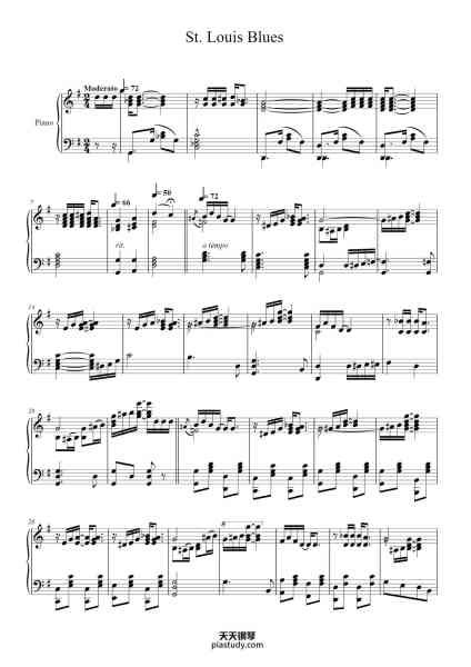 “St. Louis Blues”钢琴谱-W. C. Handy-免费下载-天天钢琴