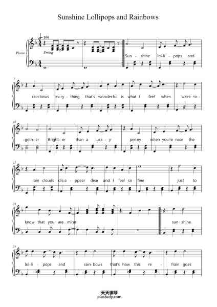 “Sunshine Lollipops and Rainbows”钢琴谱-by Marvin Hamlisch, Howard Liebling
as performed by Leslie Gore
arranged by John Herbert
-免费下载-天天钢琴