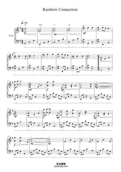 “Rainbow Connection”钢琴谱-Kenneth Ascher &
Paul Williams
-免费下载-天天钢琴