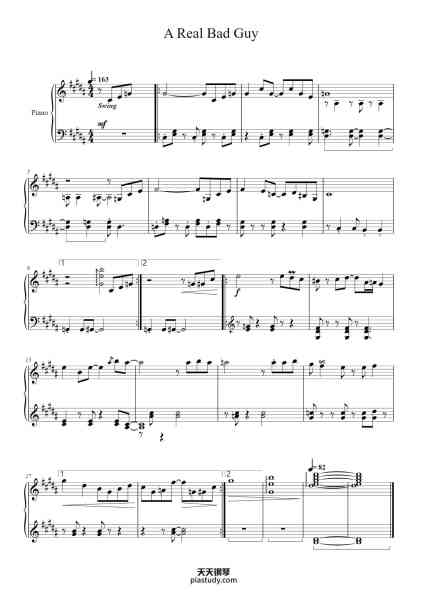 “A Real Bad Guy”钢琴谱-Composed by Toby Fox Arranged by Rafa Oliveira-免费下载-天天钢琴