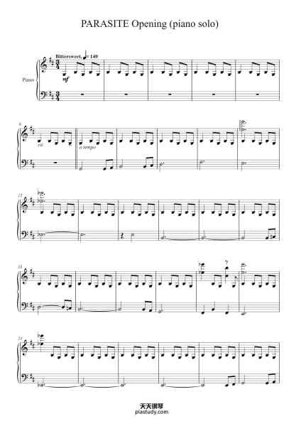 “PARASITE Opening (piano solo)”钢琴谱-composed by Jung Jaeil-免费下载-天天钢琴