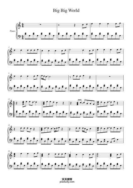 “Big Big World”钢琴谱-Text und Musik:
Emilia Kydberg/Yogi-免费下载-天天钢琴
