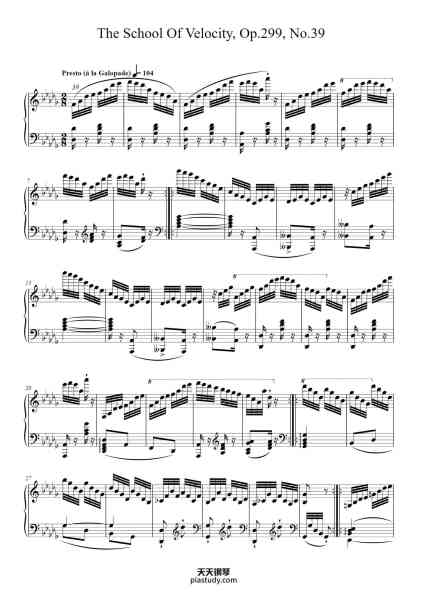 “The School Of Velocity, Op. 299, No. 39”钢琴谱-Carl Czerny-免费下载-天天钢琴