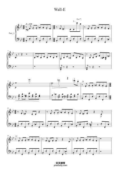 “Wall-E”钢琴谱-Thomas Newman-免费下载-天天钢琴