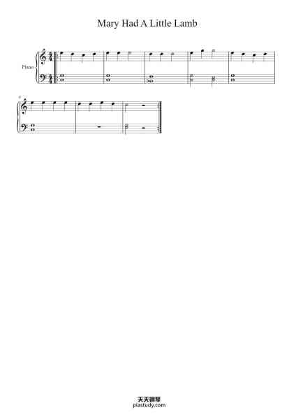 “Mary Had A Little Lamb”钢琴谱-Aaron Stout-免费下载-天天钢琴