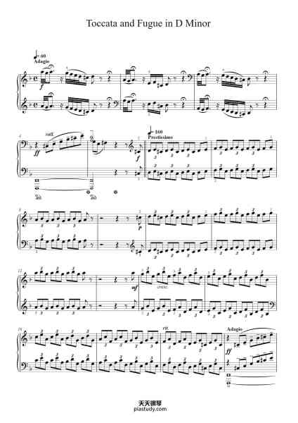 “Toccata and Fugue in D Minor, BWV 565”钢琴谱-J.S. Bach-免费下载-天天钢琴