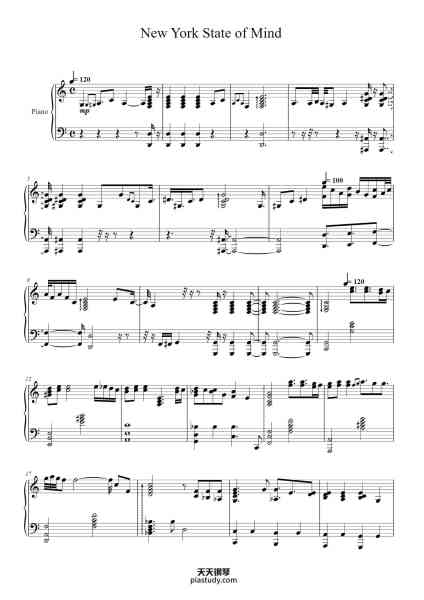 “New York State of Mind”钢琴谱-Billy Joel-免费下载-天天钢琴